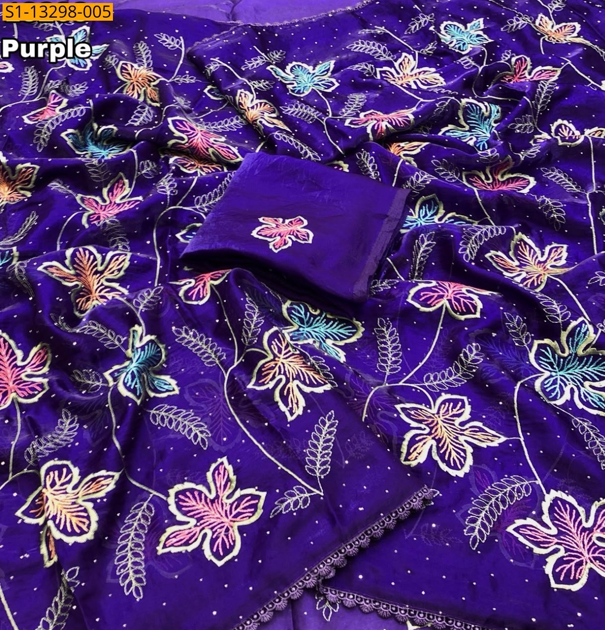Purple Fancy Space Silk Saree