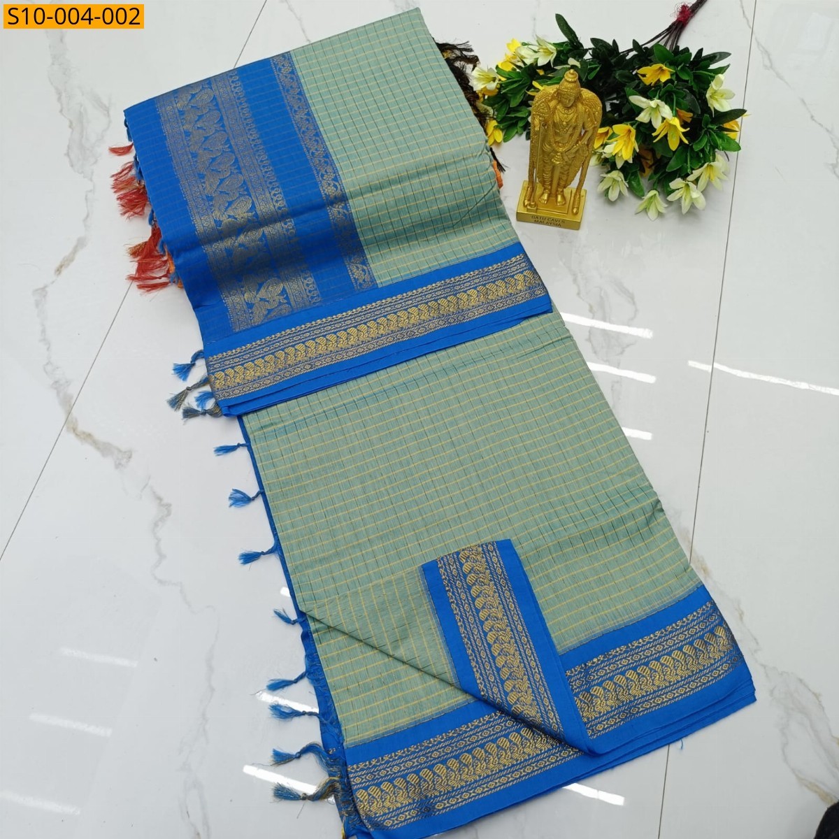 Green Fancy Kalyani Cotton Checks Sarees