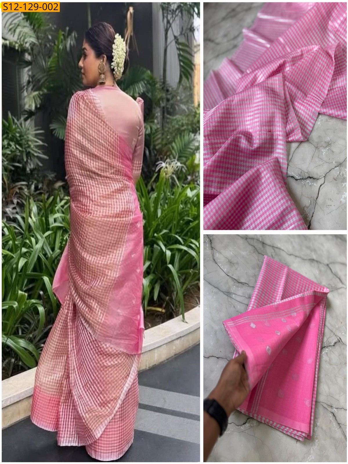 Pink Banarsi  tissue soft silk Saree