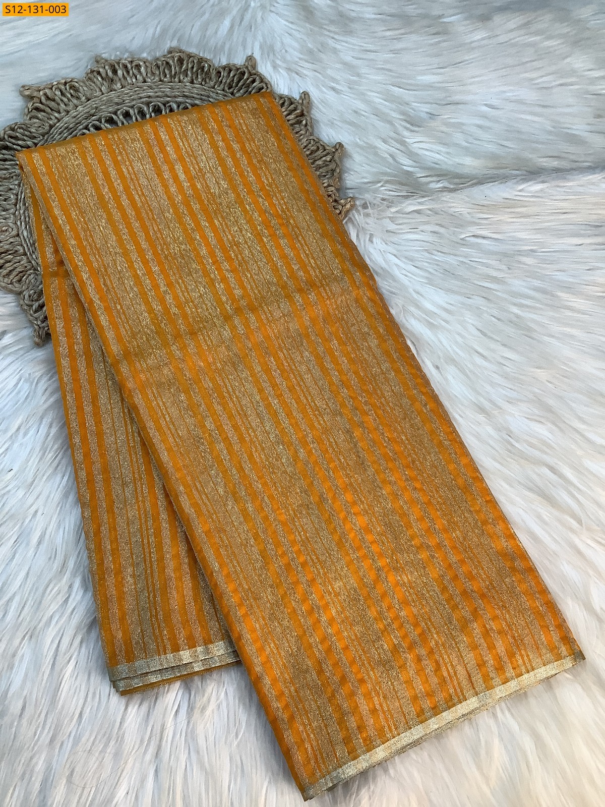 Yellow Banarasi daibal tissue sarees