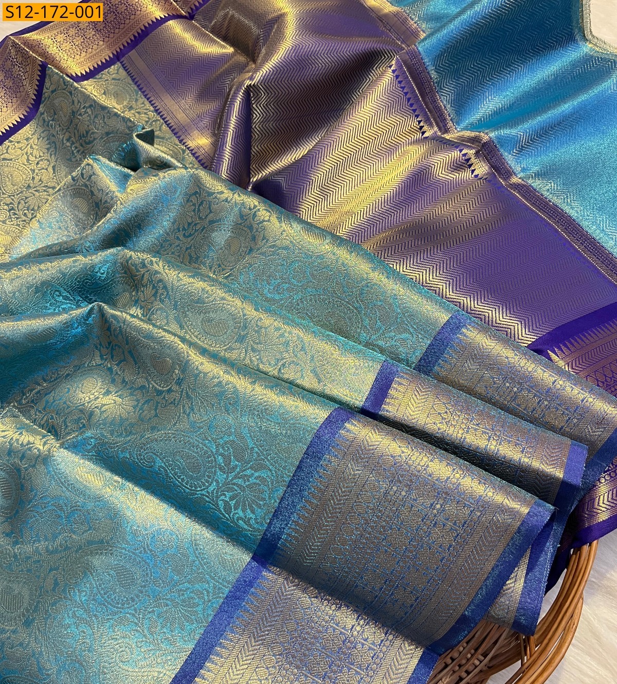Peacock Blue Banarasi soft silk Sarees