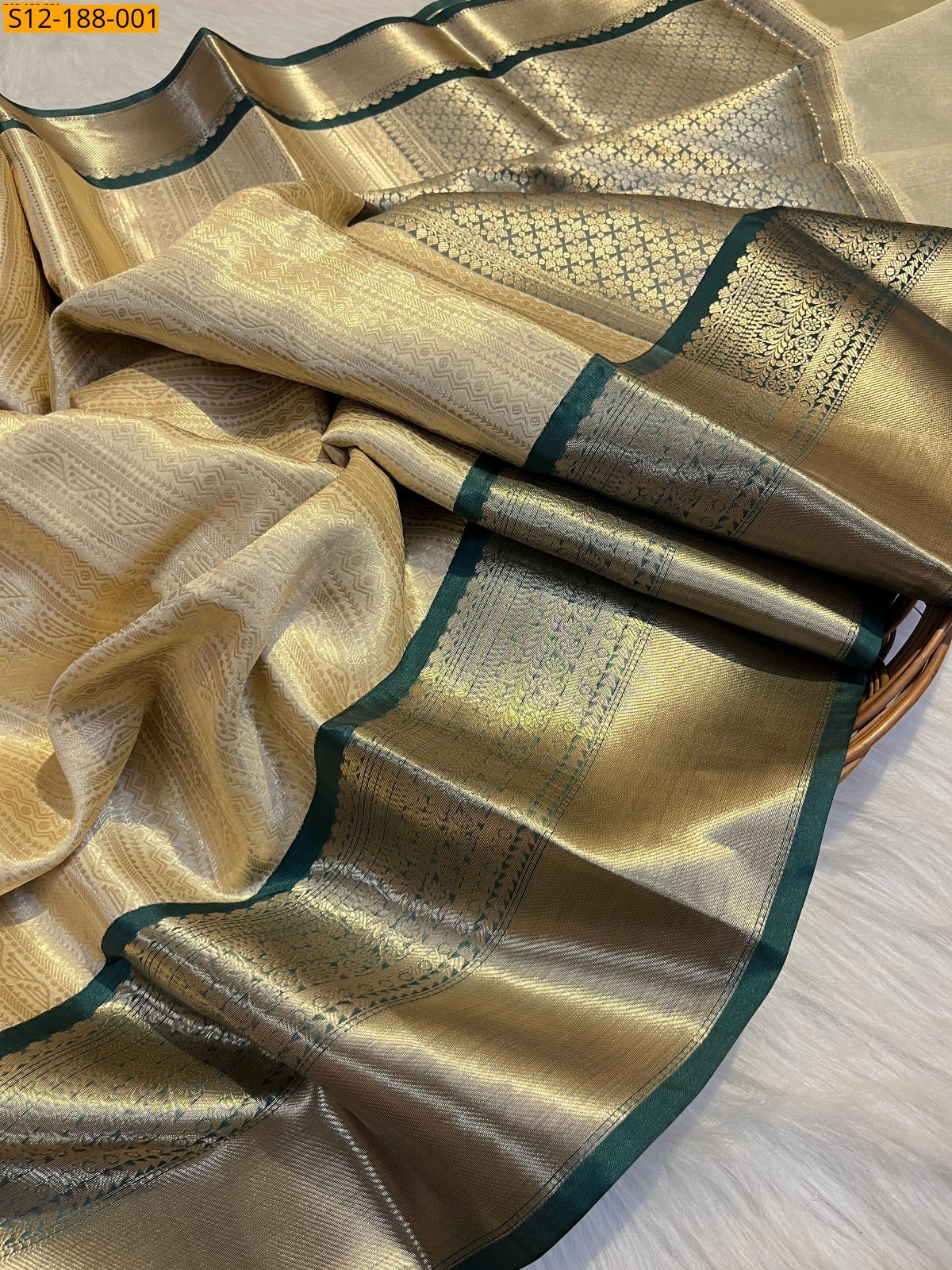 Gold Banarasi semi katan soft silk sarees