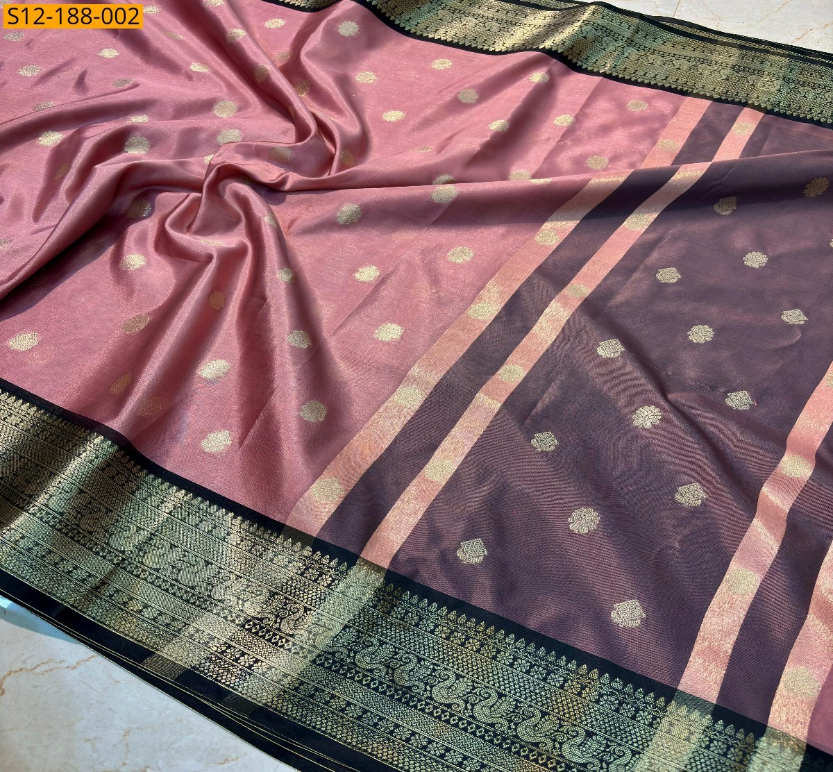 Pink Banarasi semi kataan soft silk Saree