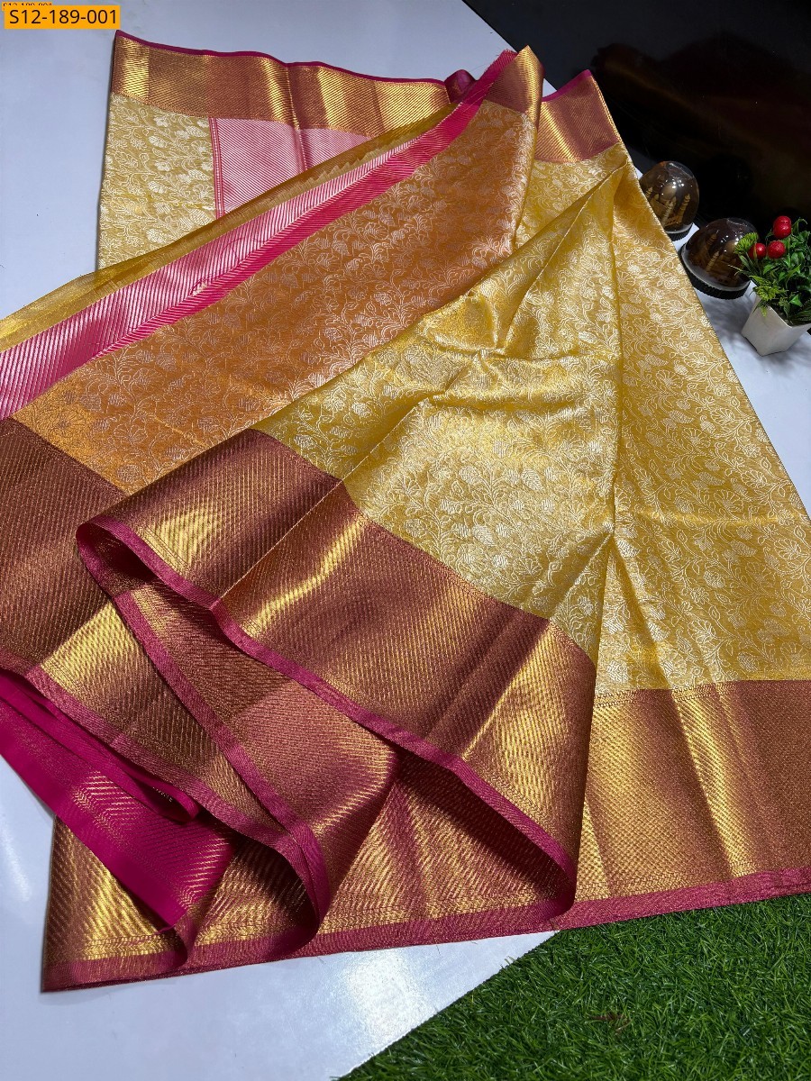 Gold Banarasi tissue soft silk sarees