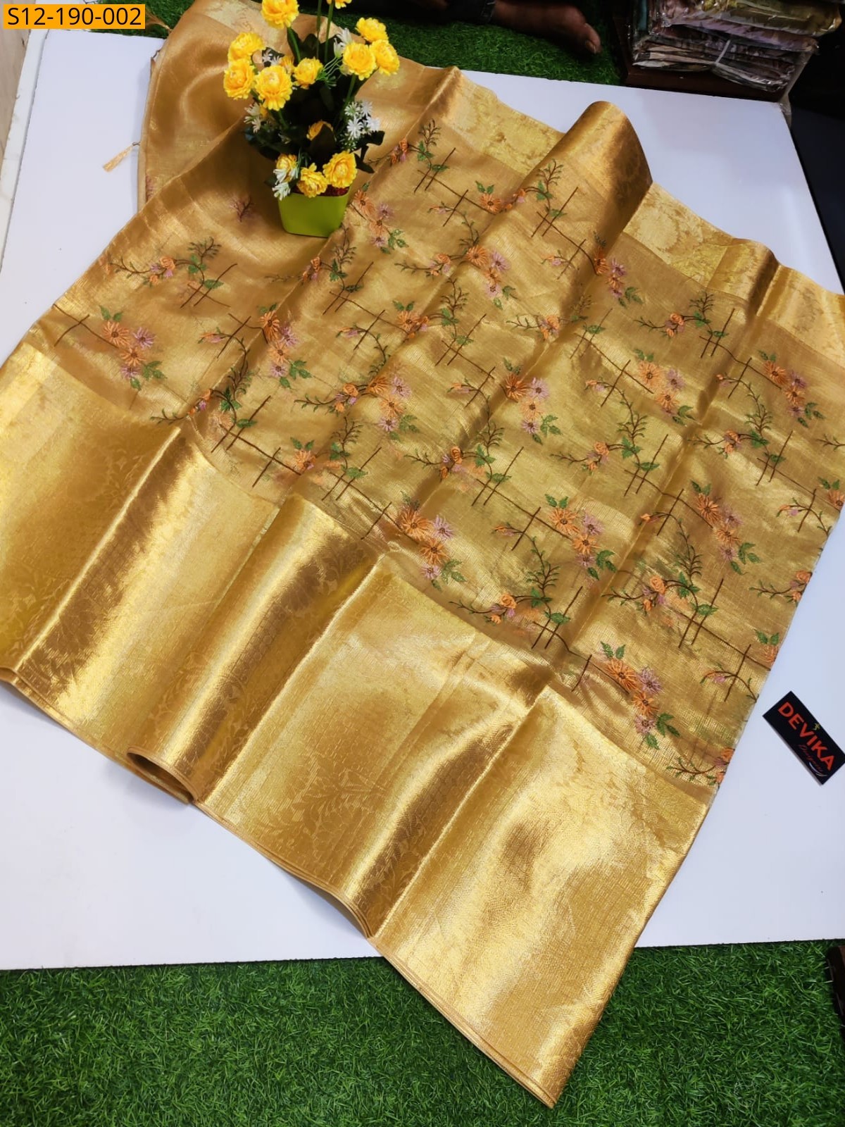 Gold Banarasi soft silk sarees