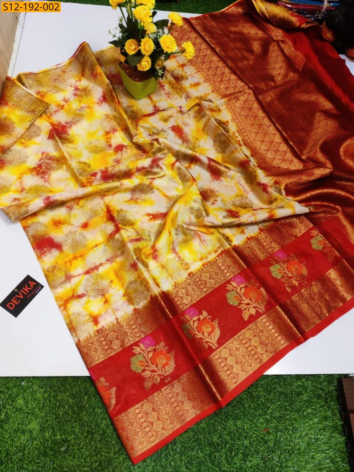 Orange Banarasi daibal warm soft silk Sarees