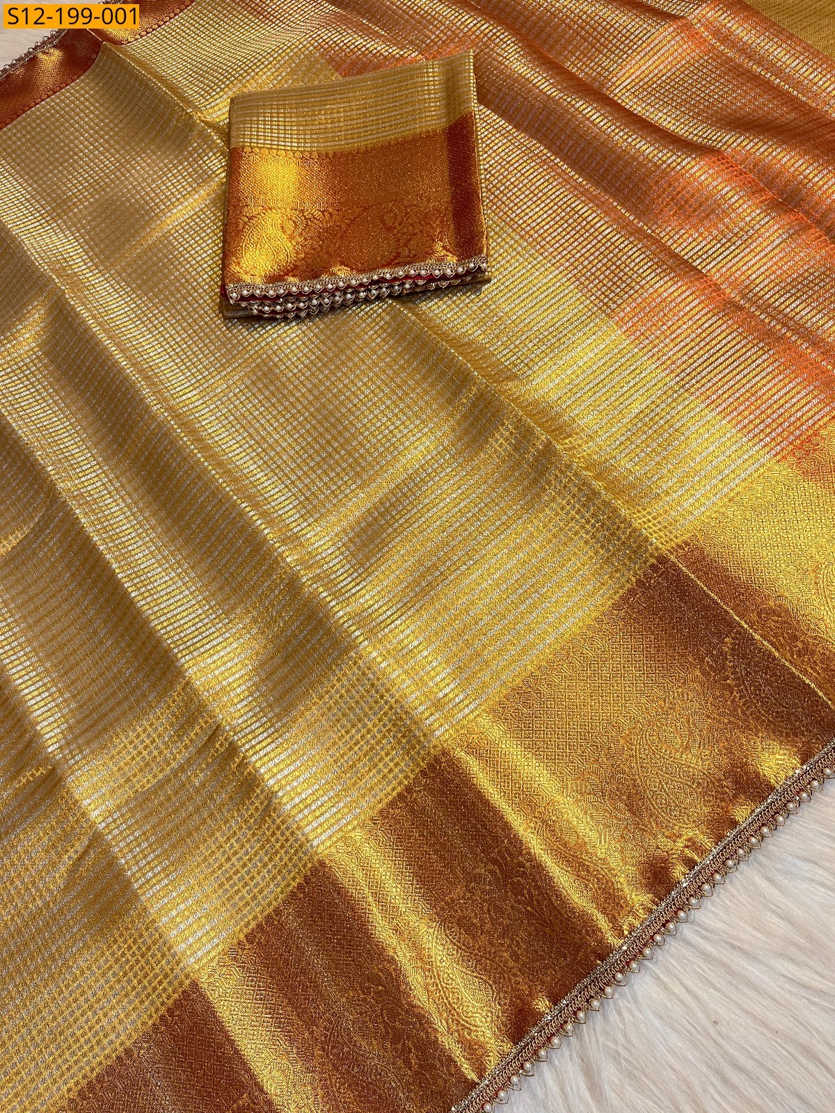 Golden Banarasi  tissue soft silk Sarees 