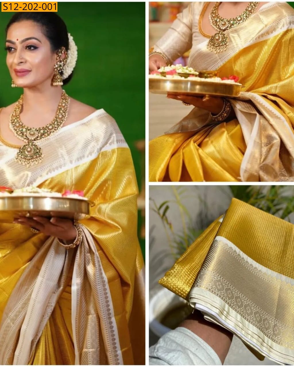 Gold Banarasi tissue soft silk Sarees