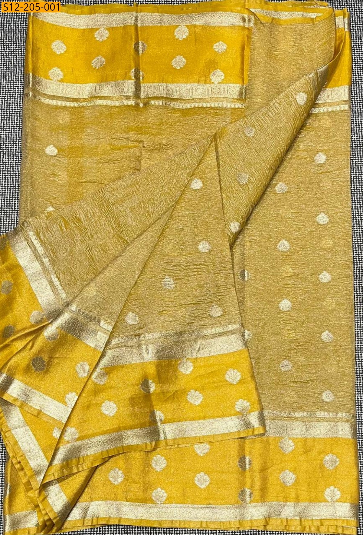 Yelllow Banarasi tissue silk sarees