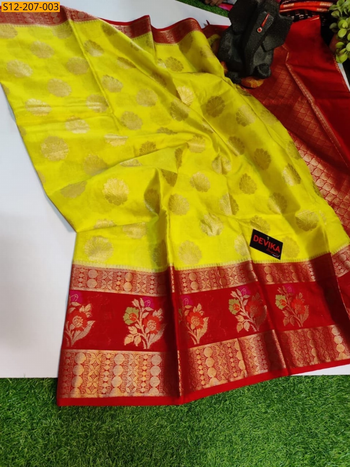 Yellow Banarasi soft  silk Sarees
