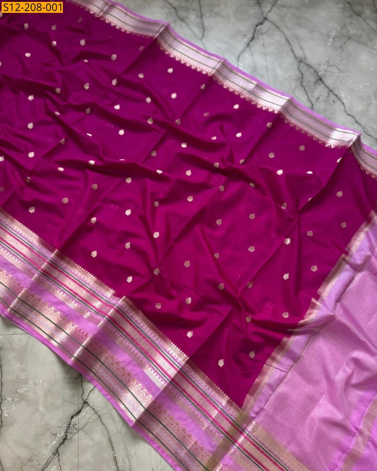 Magenta Banarasi kota printed sarees