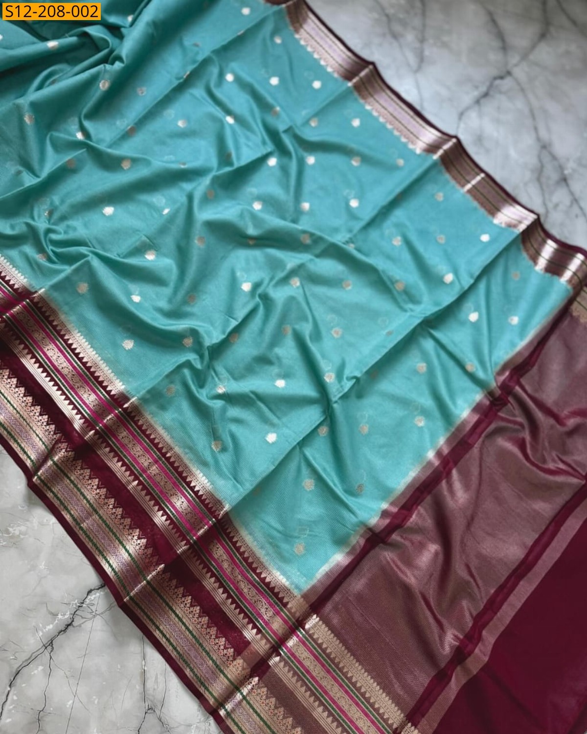Sky Blue Banarasi kota printed sarees
