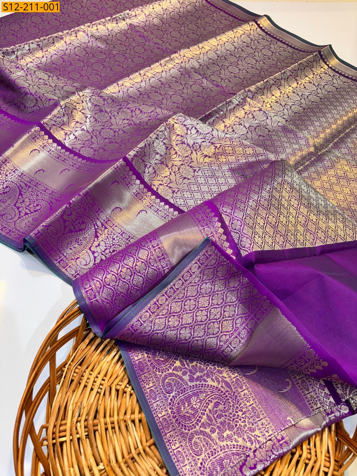 Purple Banarasi soft tissue silk Sarees