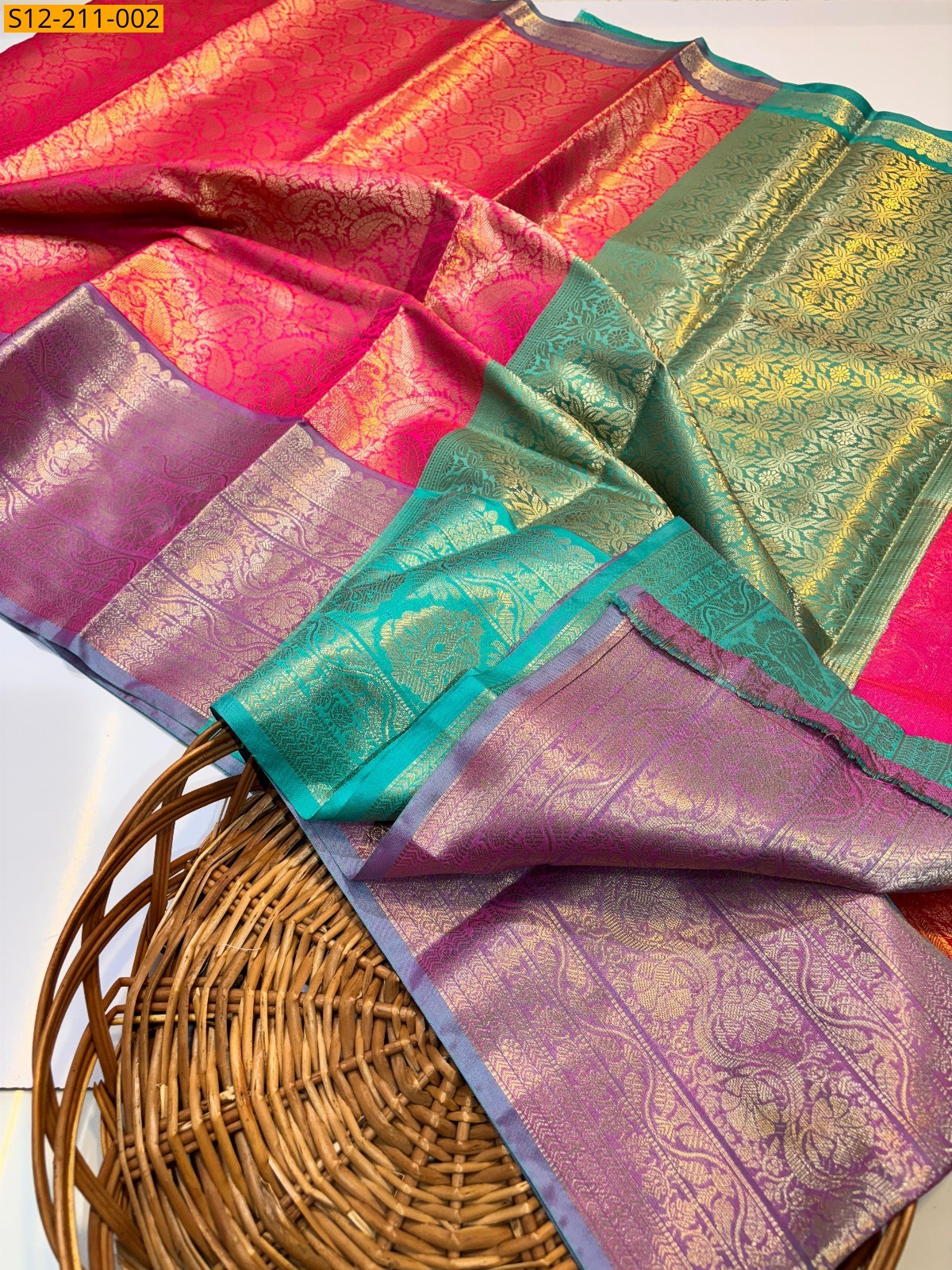 Orange Banarasi soft tissue silk Sarees