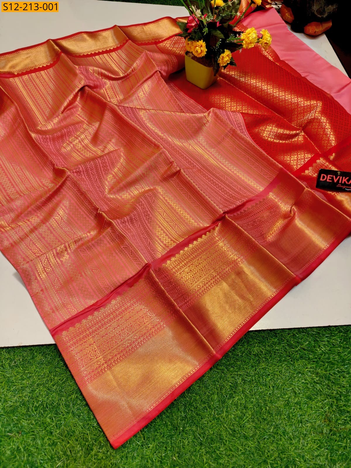 Pink Banarsi semi kataan silk Saree 