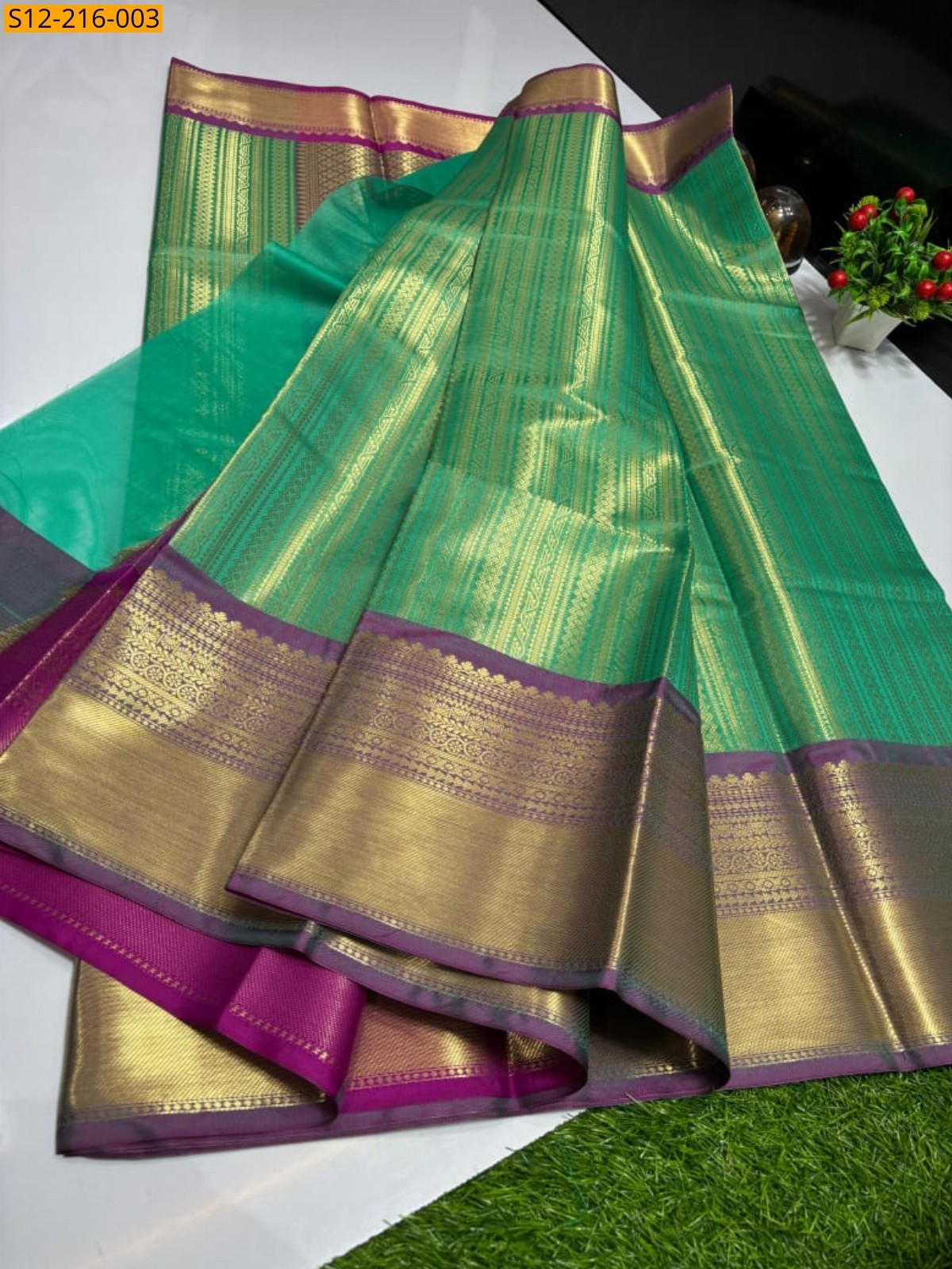 Green Banarasi tissue soft silk Sarees