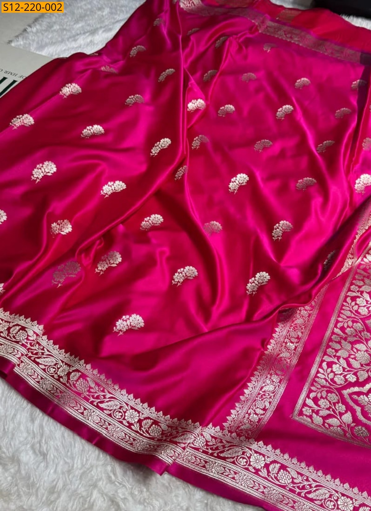 Pink  Banarasi mashru soft silk Sarees