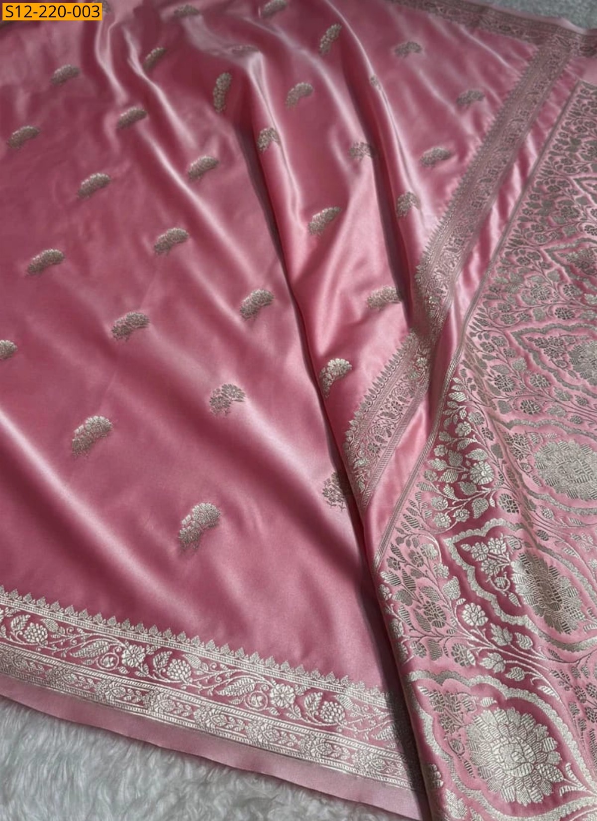 Peach  Banarasi mashru soft silk Sarees