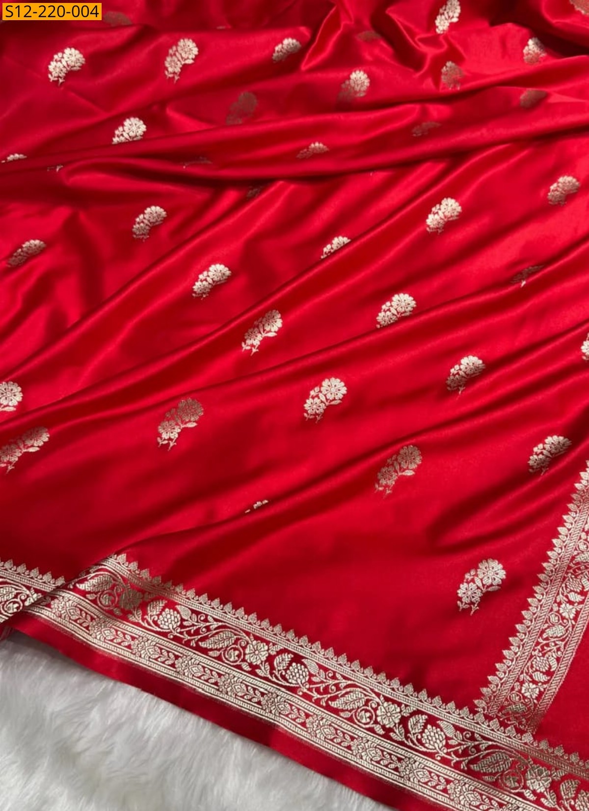 Red  Banarasi mashru soft silk Sarees