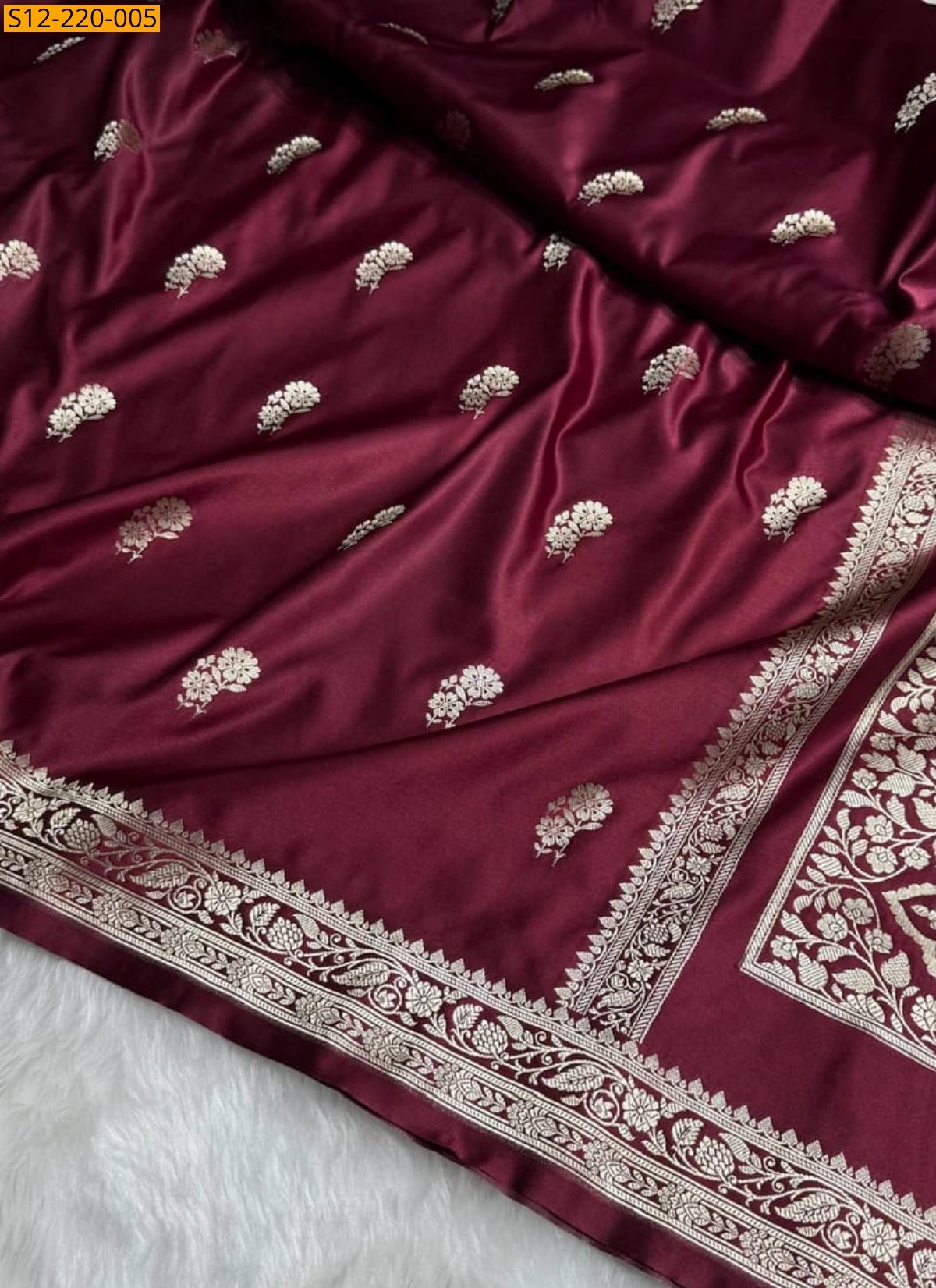 Maroon  Banarasi mashru soft silk Sarees