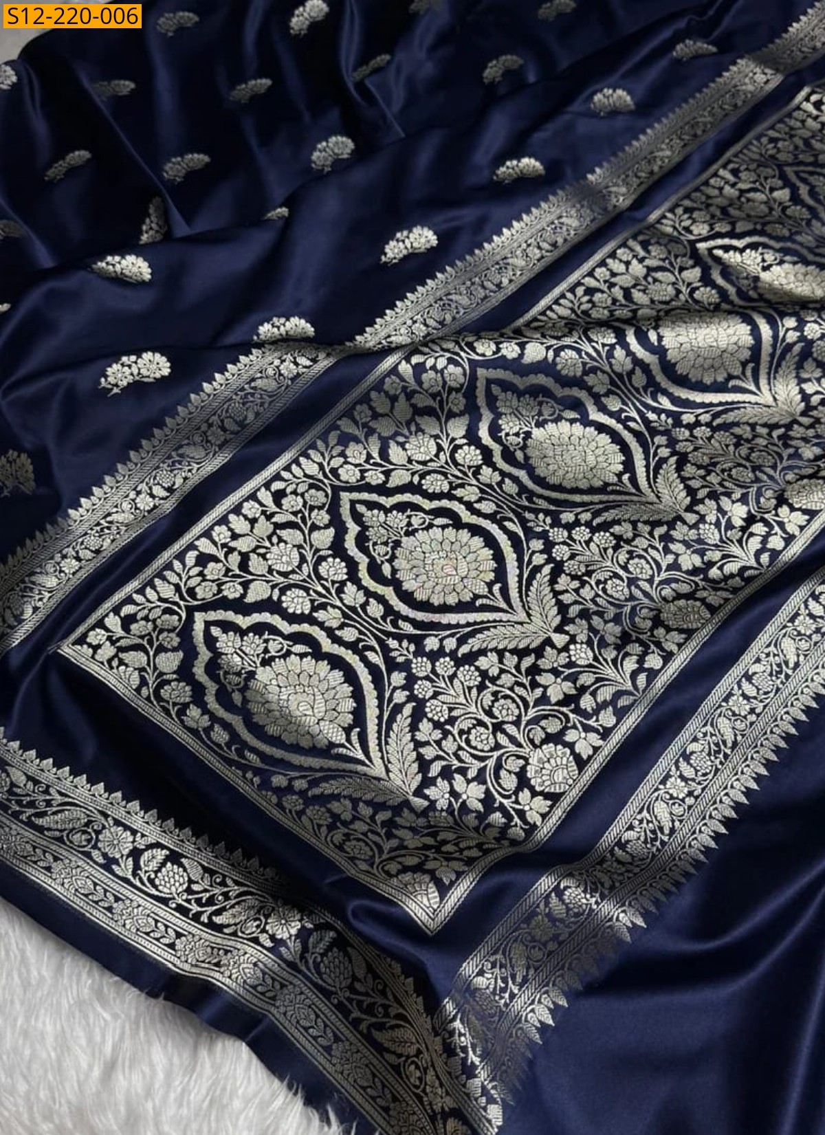 Blue  Banarasi mashru soft silk Sarees