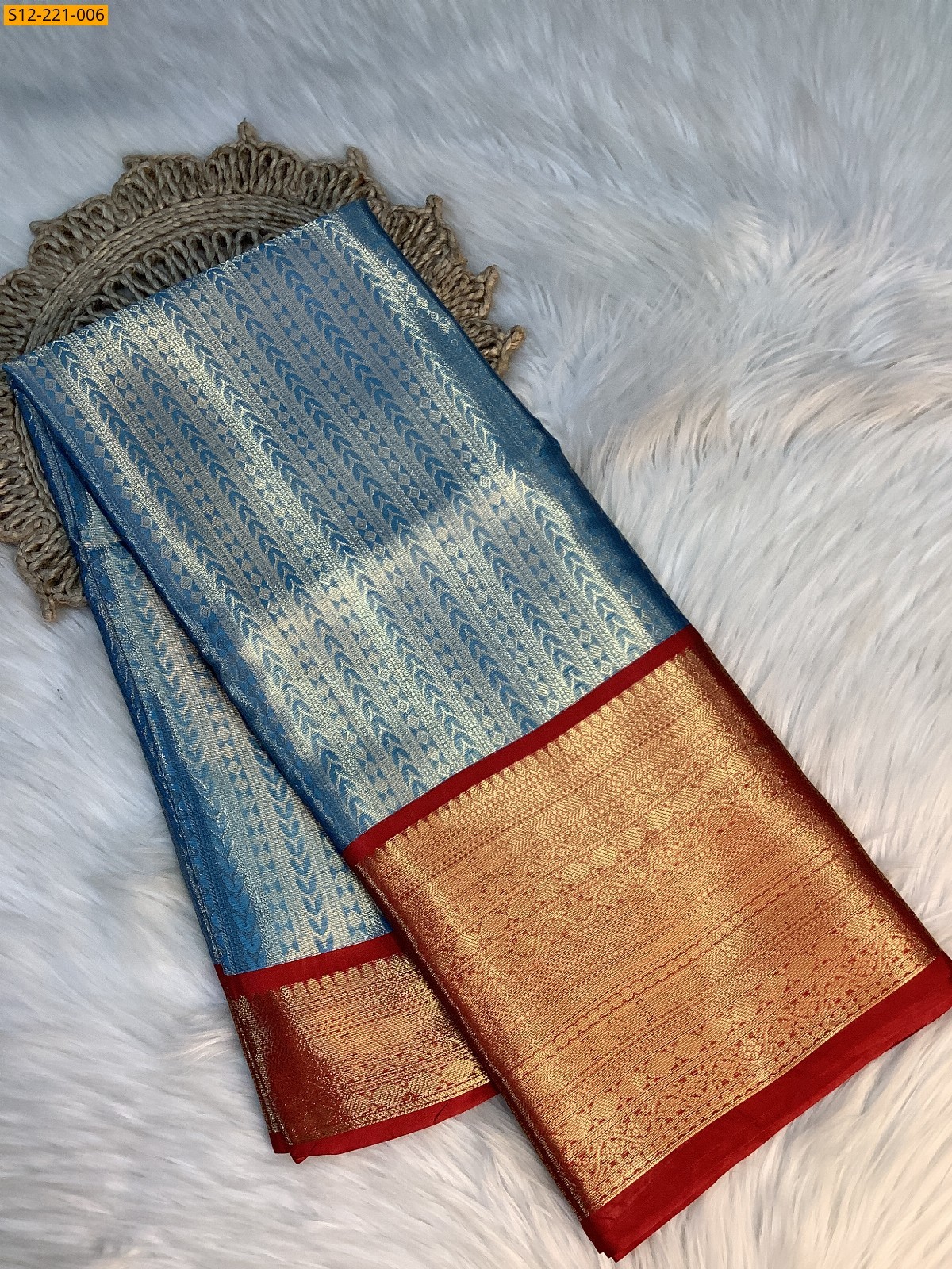 Blue Banarasi semi katan soft silk saree