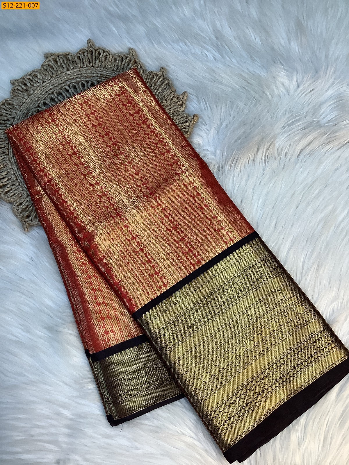 Red Banarasi semi katan soft silk saree