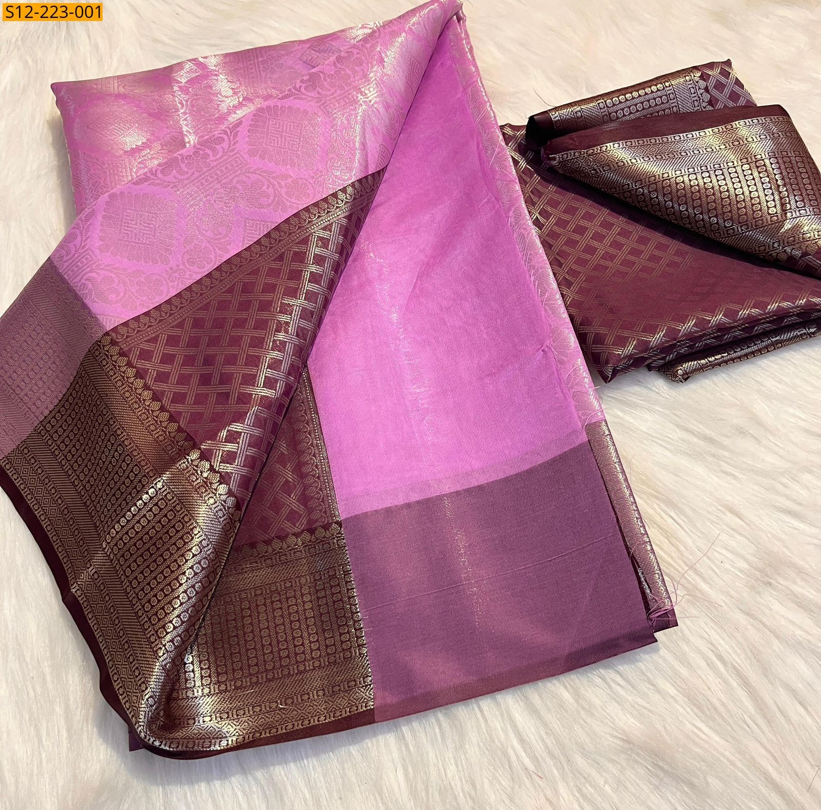 Pink Banarasi tissue soft silk Sarees