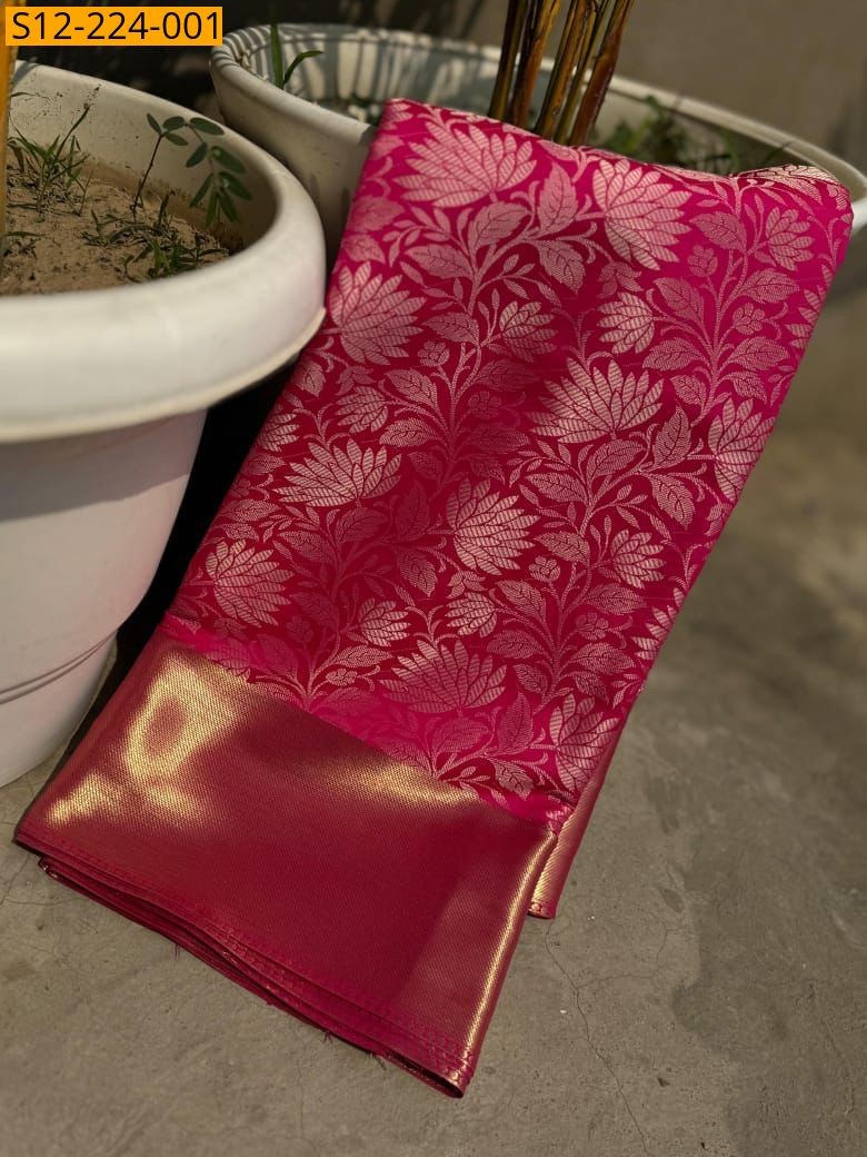 Pink Banarasi tissue soft silk Sarees