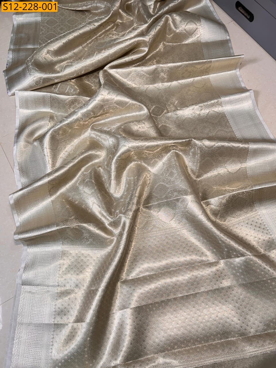 Half white Banarasi soft tissue saree