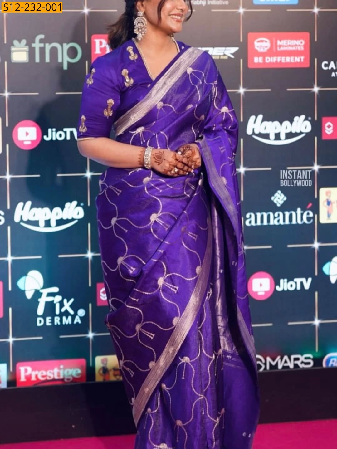 Violet Banarasi semi katan silk Sarees