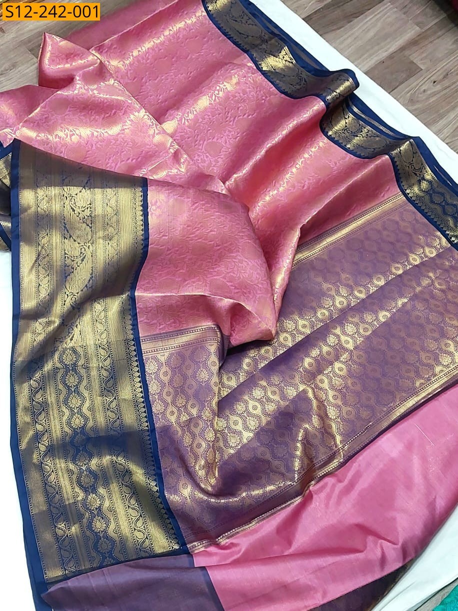 Pink Banarasi tissue soft silk Sarees