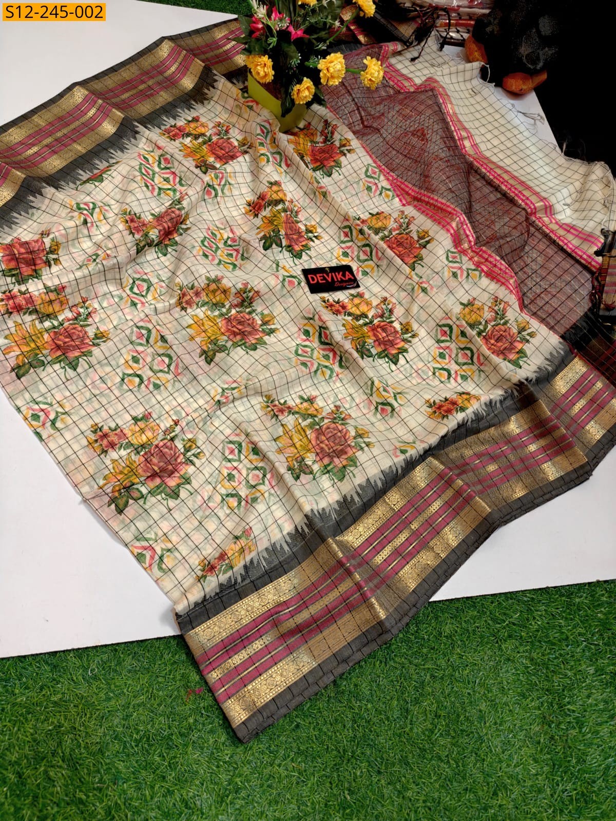 Half white Chanderi cotton Sarees 