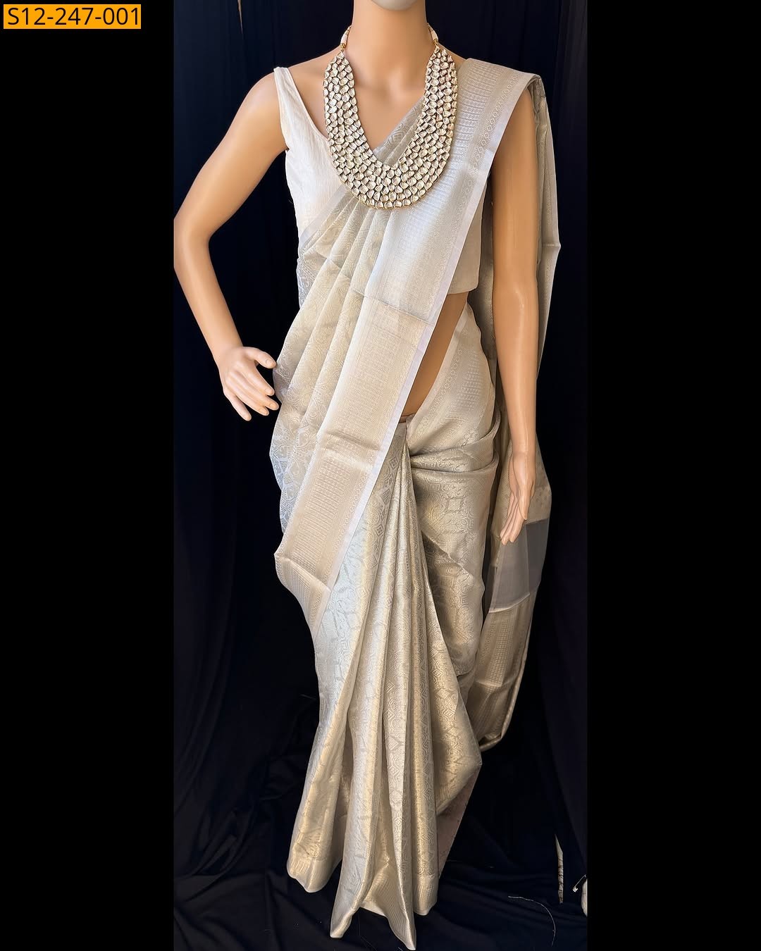 Silver Banarasi tissue soft silk Sarees