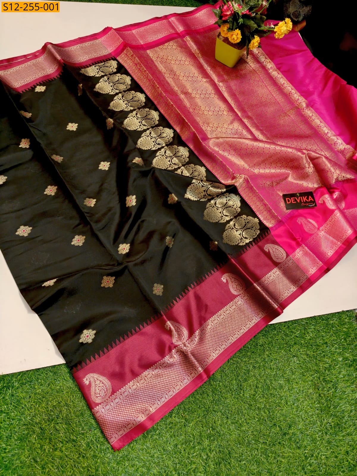 Banarasi semi katan soft silk saree - Black