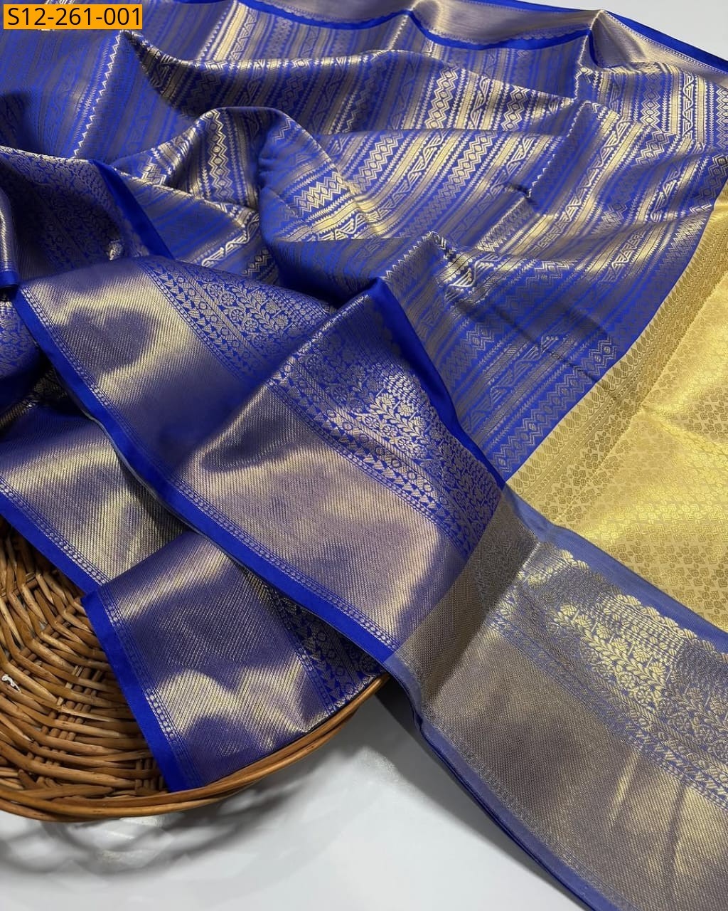Royal Blue Banarasi semi katan soft silk saree