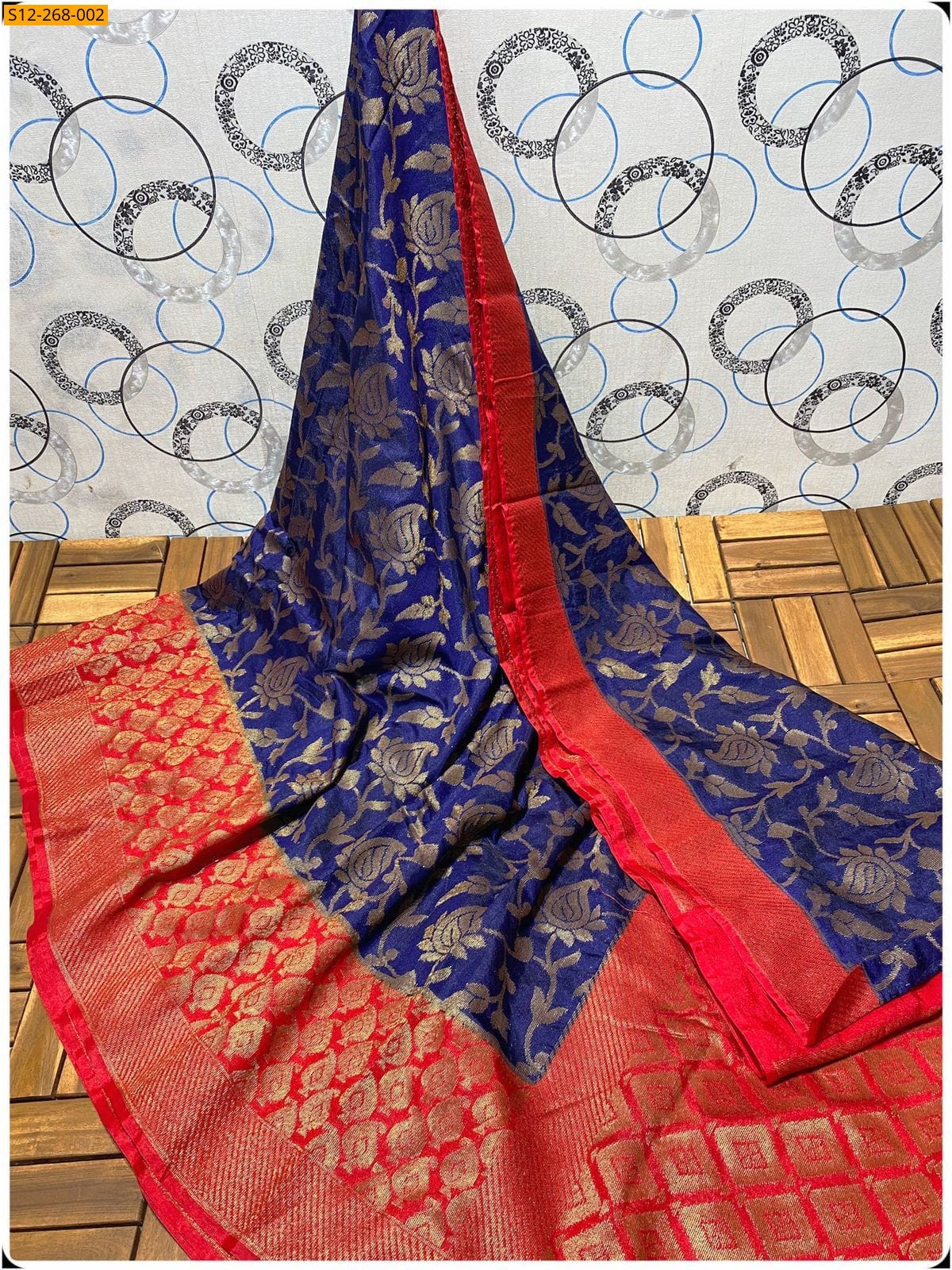 Navy Banarasi  semi dupion soft silk Saree