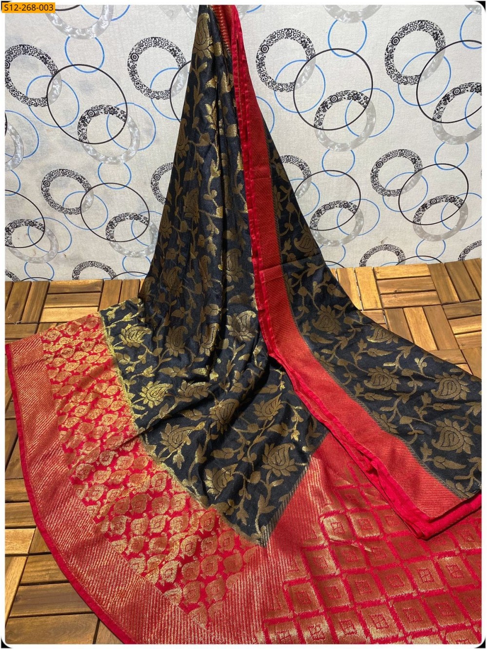 Black Banarasi  semi dupion soft silk Saree Black Banarasi  semi dupion soft silk Saree