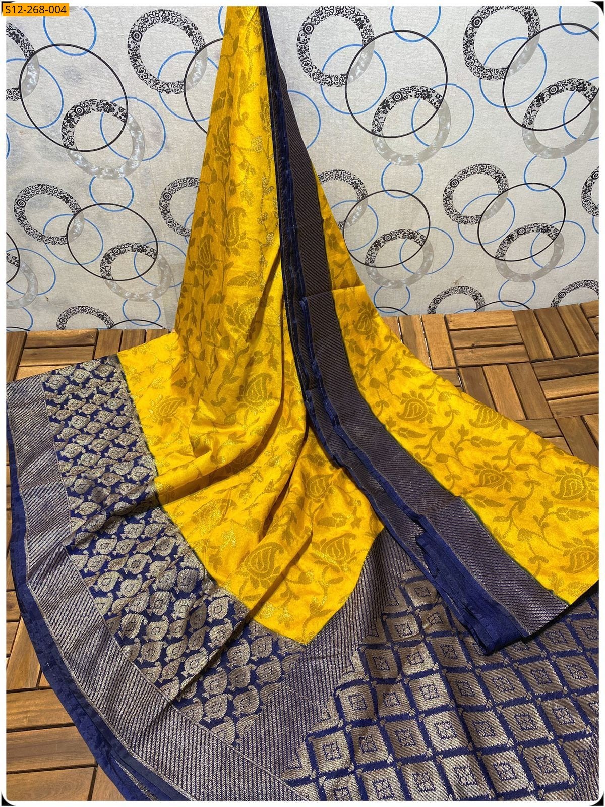 Yellow Banarasi  semi dupion soft silk Saree