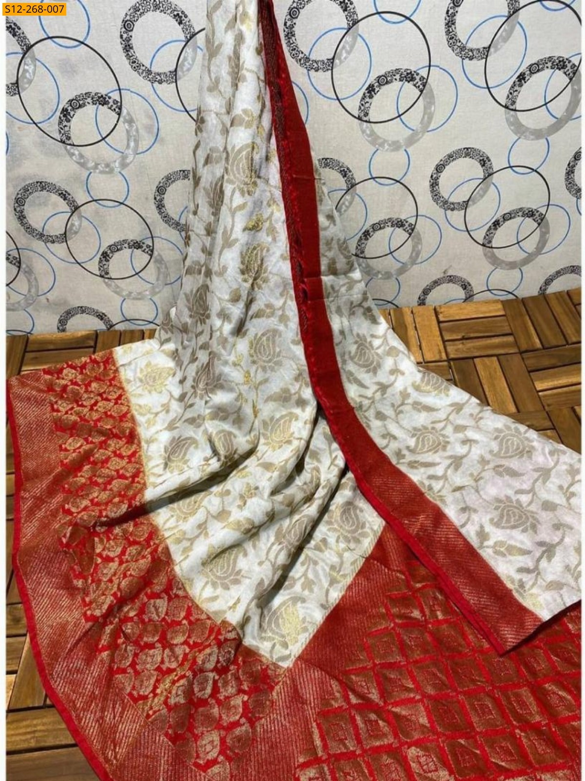 White Banarasi  semi dupion soft silk Saree