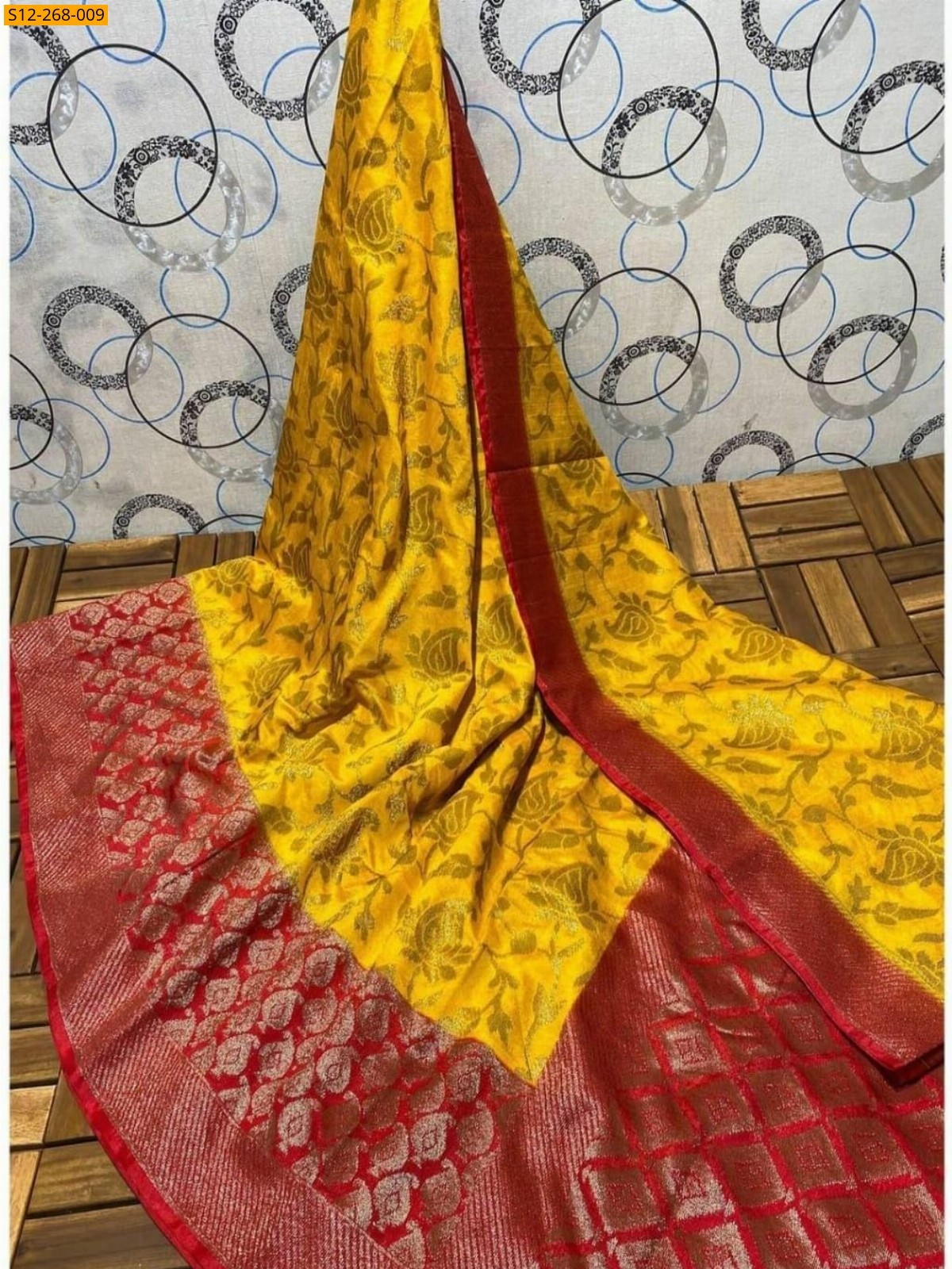 Yellow Banarasi  semi dupion soft silk Saree