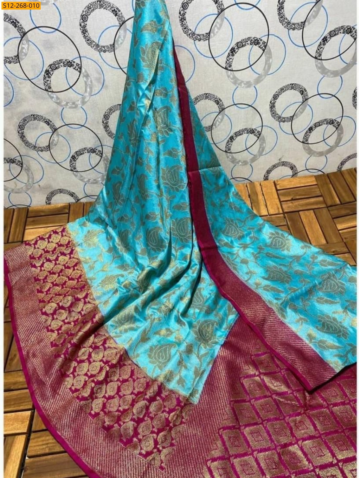 Sky Blue Banarasi  semi dupion soft silk Saree