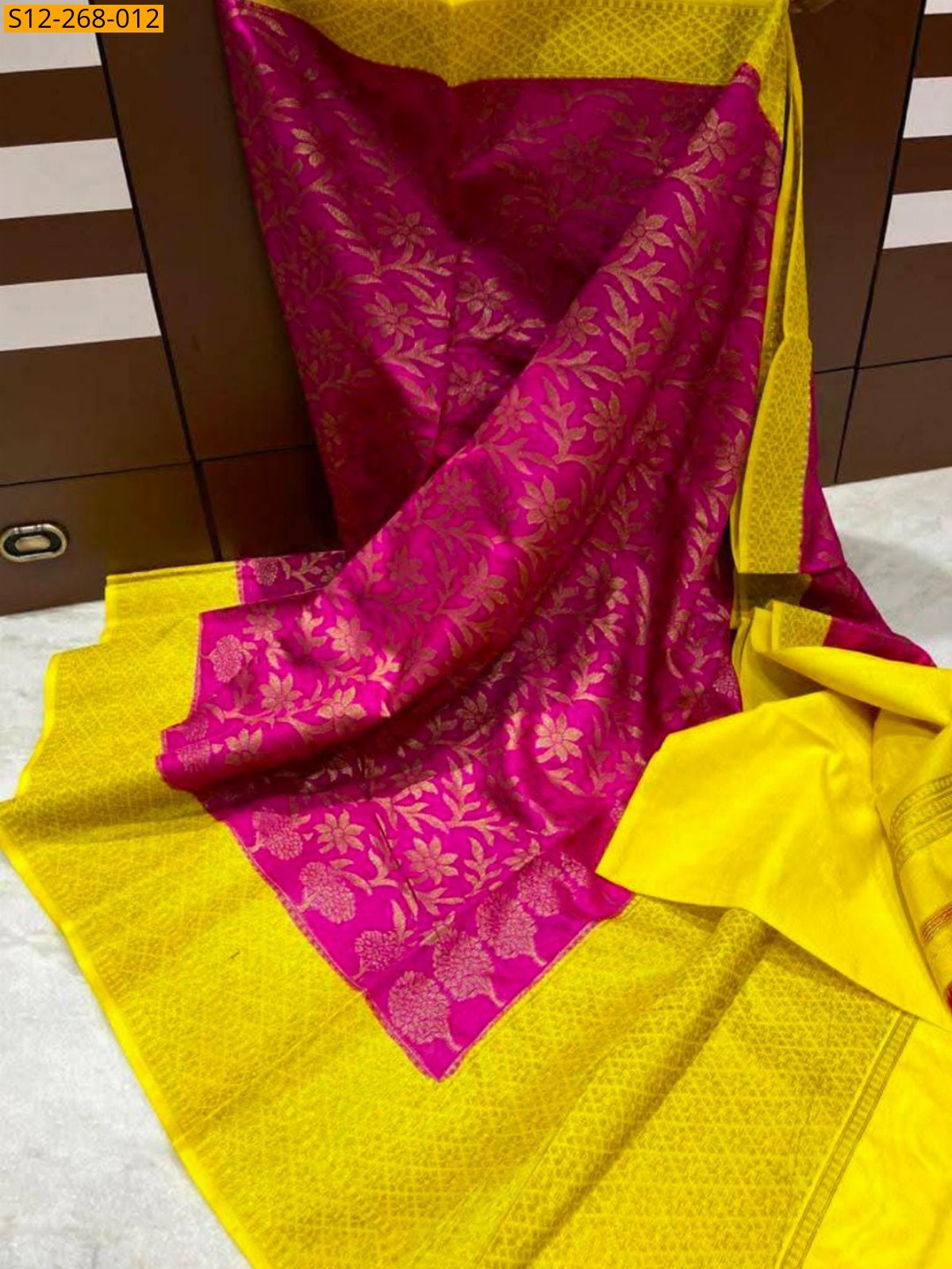 Pink Banarasi  semi dupion soft silk Saree