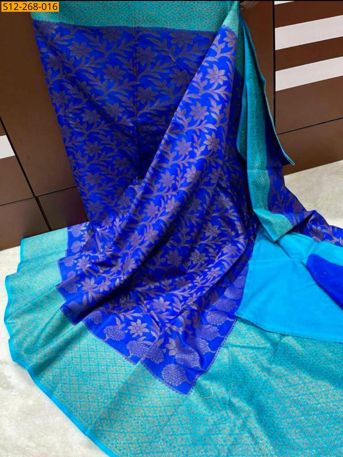 Blue Banarasi  semi dupion soft silk Saree
