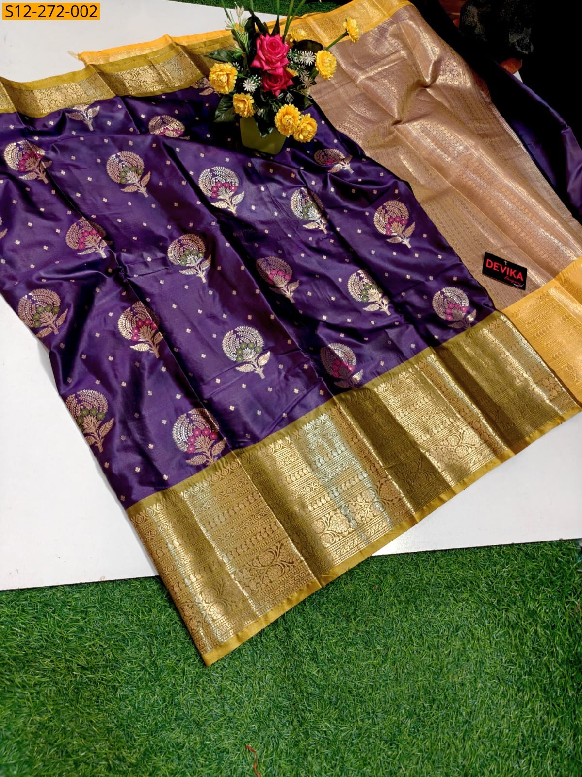 Purple Banarsi kanjivaram pattu soft silk Saree