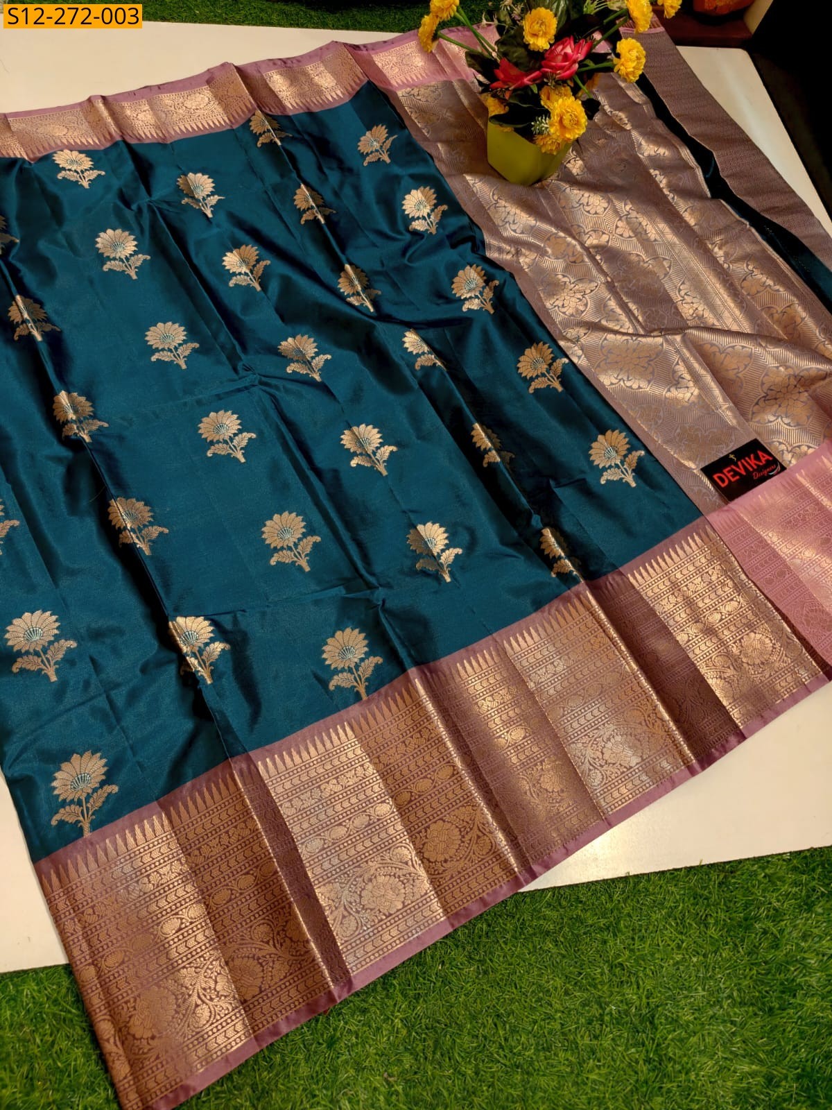 Peacock Blue Banarsi kanjivaram pattu soft silk Saree