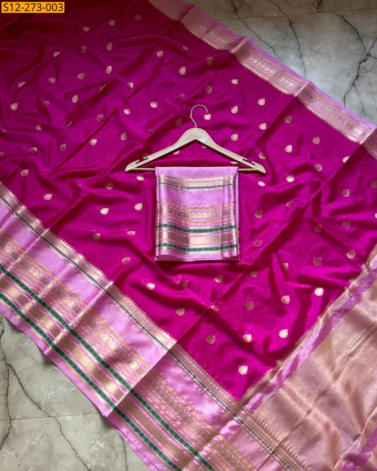 Pink Banarasi daibal warm soft silk Saree