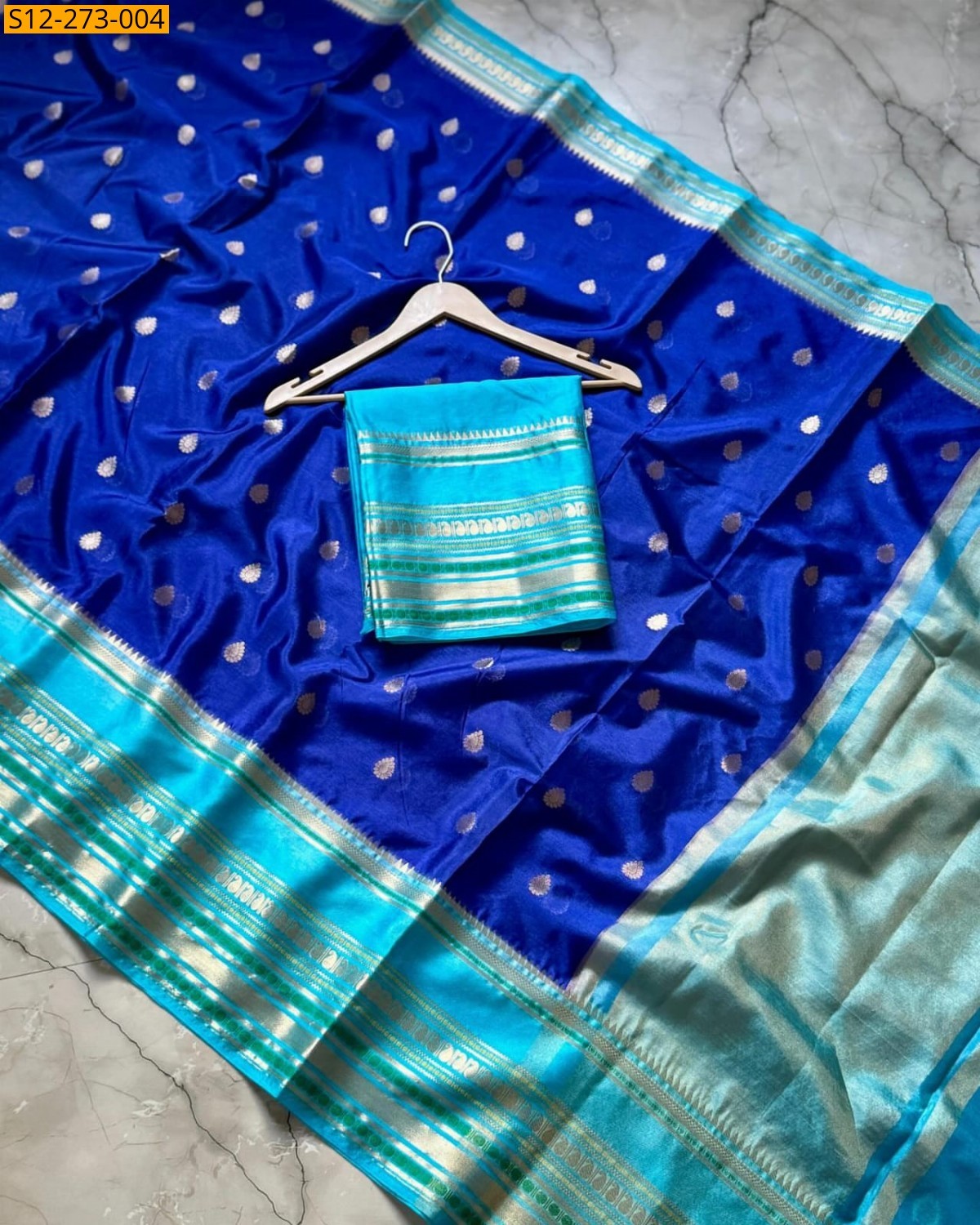 Blue Banarasi daibal warm soft silk Saree