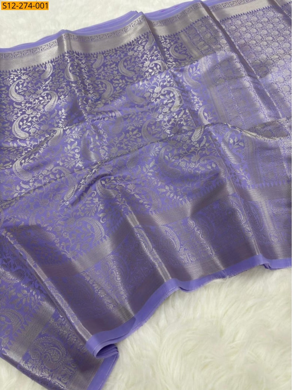 Lavender Banarasi semi katan silk Saree Lavender Banarasi semi katan silk Saree