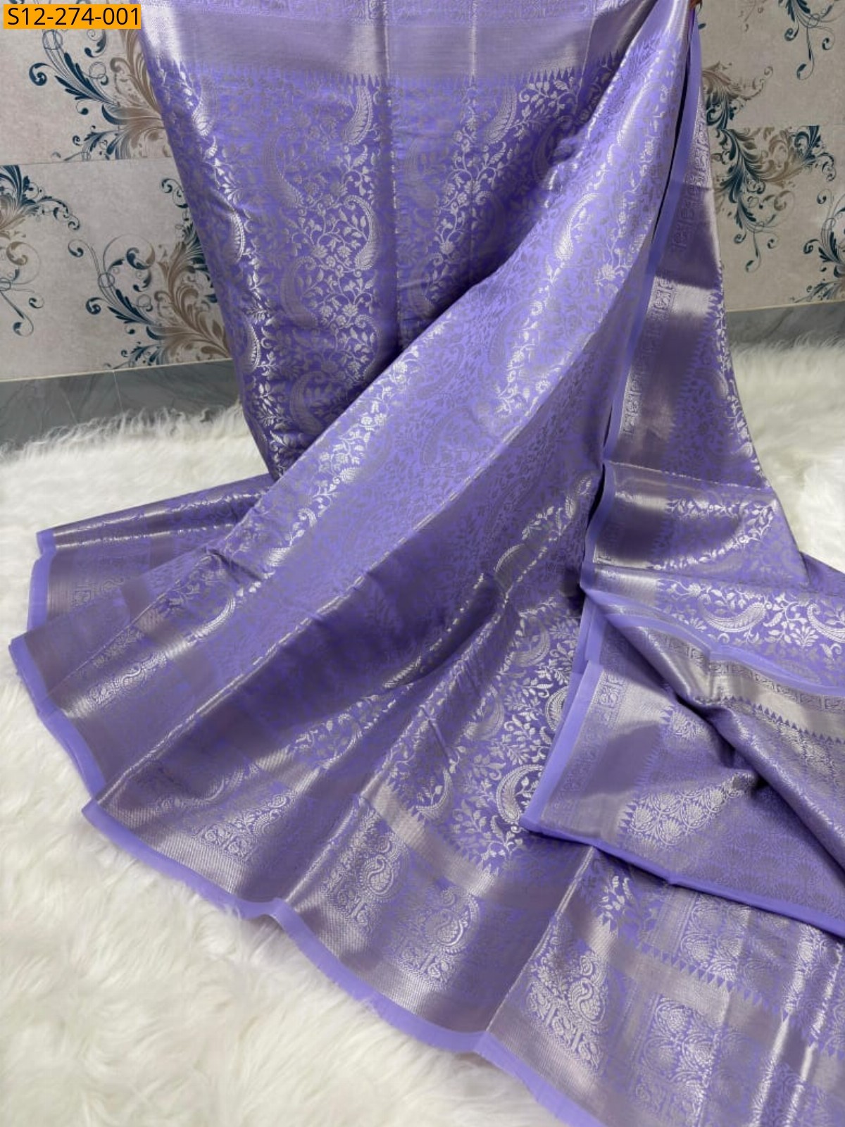 Lavender Banarasi semi katan silk Saree